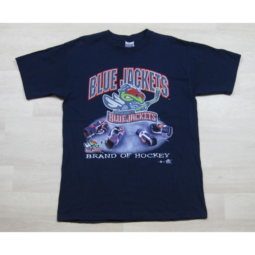 Vintage 90s Columbus Blue Jackets T Shirt Men's (L) NHL Hockey Sport Attack